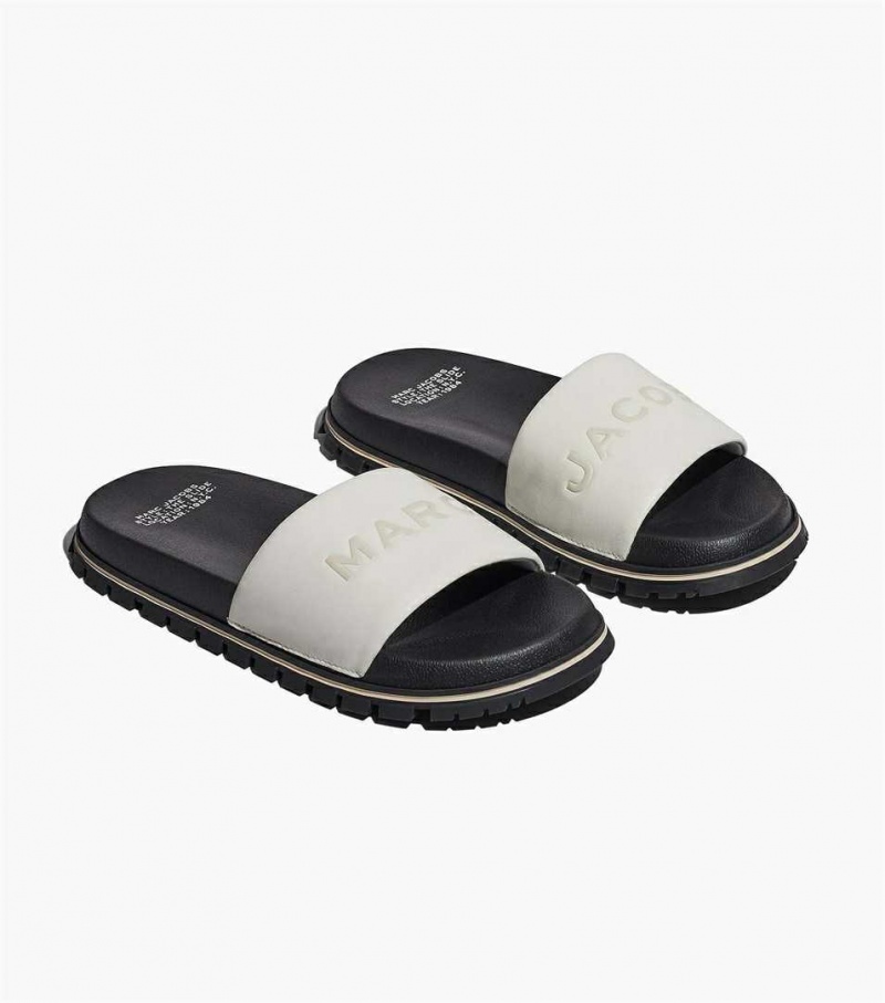 White Women\'s Marc Jacobs The Leather Slides | USA000808