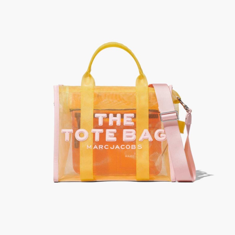 Yellow Multi Women\'s Marc Jacobs Colorblock Mesh Medium Tote Bags | USA000081