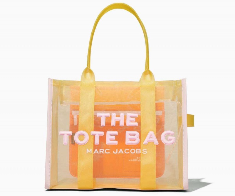Yellow Multi Women's Marc Jacobs Colorblock Mesh Tote Bags | USA000093