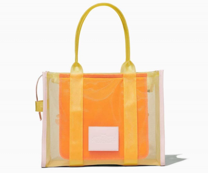 Yellow Multi Women's Marc Jacobs Colorblock Mesh Tote Bags | USA000093